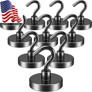 Black Magnetic Hooks, 80Lbs Heavy Duty Earth Magnets with Hooks for Cruise Ca... - Picture 1 of 12