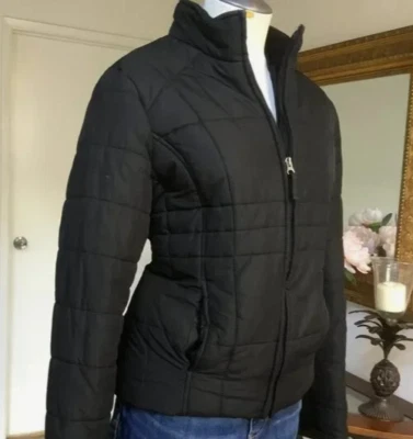 ATHLETIC WORKS Puffer Warm Jacket Coat Quilted  Zip Up Pockets Lined  Blk M - Image 1 of 4