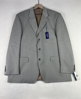 Blazer Chaps Masculino 46L Verde Oliva 3 Botões Terno Jaqueta Rayon NOVO - Imagem 1 de 4