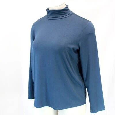 Blusa Camiseta Top Eileen Fisher Talla Grande Ocean Jersey Cuello Tortuga Manga Larga 3X Foto 1 de 4