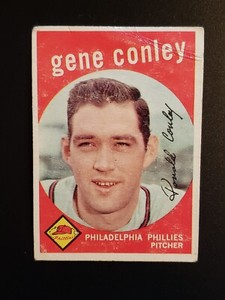 1959 TOPPS VINTAGE BASEBALL #492 Gene Conley GD Philadelphia Phillies *Crease 