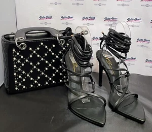 Women Black Gladiator Open Toe Strappy Tie Up Heels SHOES ONLY - Picture 1 of 7