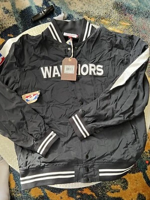 Mitchell & Ness NBA Vintage Golden State Warriors Jacket Size 2XL Black & White - Image 1 of 2