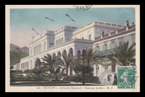 Carte postale ancienne MENTON le CASINO Municipal nouveaux jardins timbré écrite - Picture 1 of 1