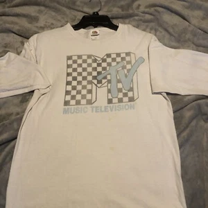 MTV Checkerboard Logo Langarmshirt GRÖSSE MEDIUM SCHNELLER KOSTENLOSER VERSAND AM SELBEN TAG - Bild 1 von 4