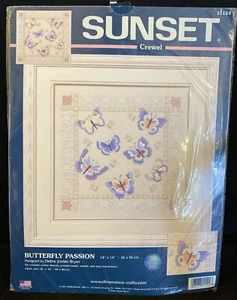 Sunset Crewel Embroidery Kit Butterfly Passion Butterflies 11124 NIP - Picture 1 of 6