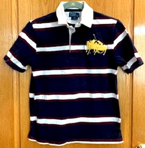Polo ragazzo di Ralph Lauren 100% cotone bottoni davanti camicia top righe logo tg:M - Foto 1 di 4