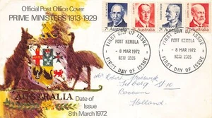 SA26c Australia 1972 to Holland, Prime Ministers FDC - Picture 1 of 2