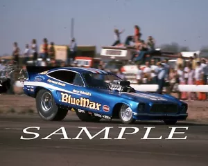 RAYMOND BEADLE BLUE MAX FUNNY CAR RUNNING DOWN TRACK 8X10 GLOSSY PHOTO #7W - Picture 1 of 1