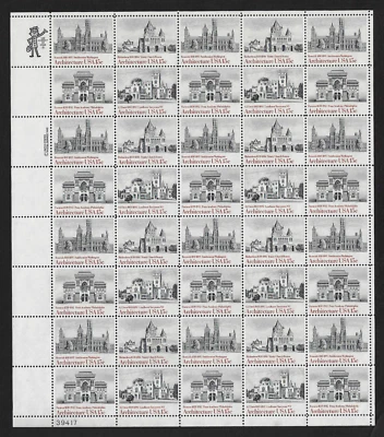 USA Stamps — Full Pane of 40 — 1980, American Architecture Series #1838-1841 MNH - Image 1 of 2