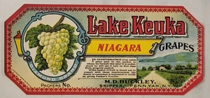 LABEL New York Grapes Lake Keuka Buckley Penn Yan - Picture 1 of 1