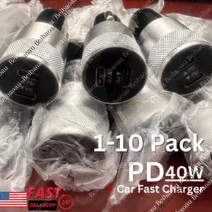 Dual Type USB C Car Fast Charger PD 40W Adapter For iPhone 15 14 13 Samsung Lot - Picture 1 of 13