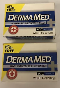 (2) DERMAMED Antiseptic Medicated Soap bars- tcc triclosan 4.42 oz Free Shipping - Picture 1 of 4