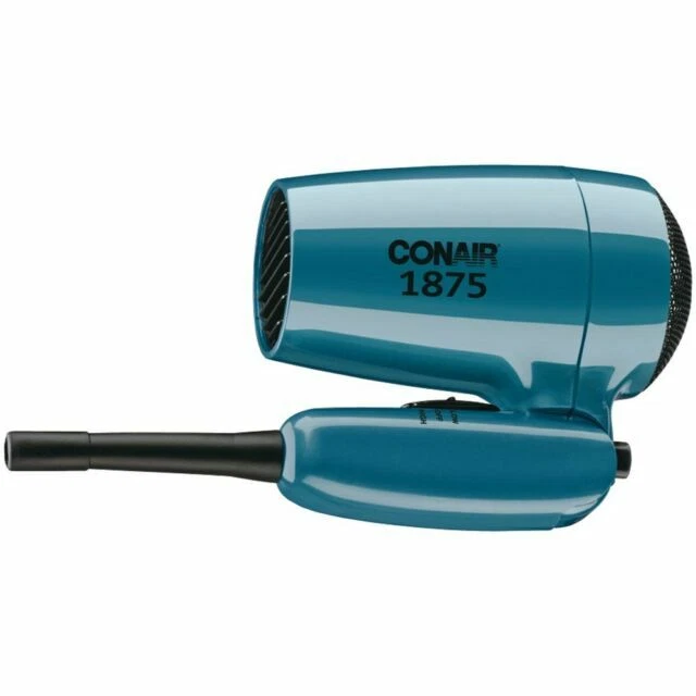 Conair 124p Folding Handle Hair Dryer 1875 W 2 Heat/speed Setting Blue