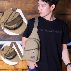 Men's Crossbody Bag Chest Bag Large Capacity Zipper Adjustable Storage Bag Gift - Picture 1 of 13