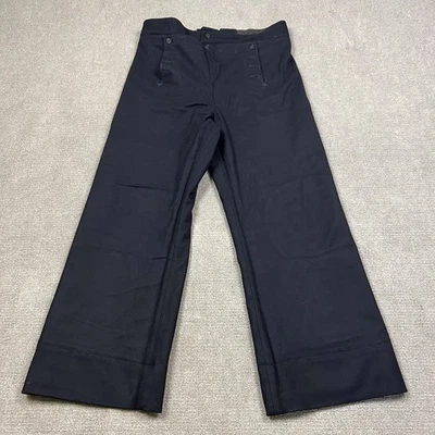 Pantalones acampanados vintage de los años 40 Segunda Guerra Mundial de la Marina de los Estados Unidos de lana con encaje trasero campana inferior 38x30 militares Foto 1 de 4