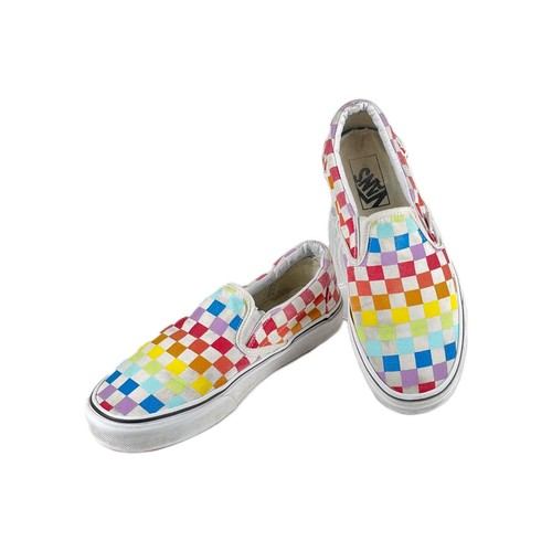 Vans Off The Wall Classic Sneaker M6 W7.5 Rainbow Checker scarpa da skate slip on bassa