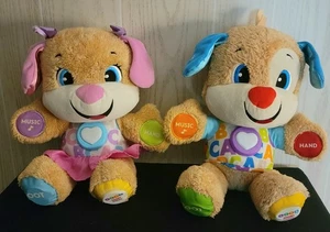 Fisher Price Laugh & Learn Smart Stages Sis &Bro Puppy Dogs Toddler Plush VIDEO! - Picture 1 of 4