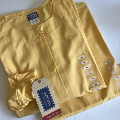 Juego de 2 Blusa Médica Unisex Cherokee Talla Mediana Amarilla Manga Larga Nueva con Etiquetas Foto 1 de 4