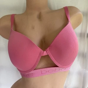 Bebe Push Up Bra 34DD Pink Longline Lace Padded - Picture 1 of 8