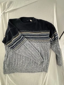 VTG 90s IZOD Mens Cotton Knit Sweater L Pullover Grey Long Sleeve Made in USA - Picture 1 of 8