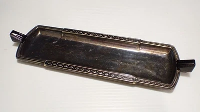 Vintage Silver Plated Art Deco Pen Tray - Silver Plate Trinket Dsih - image 1 of 4