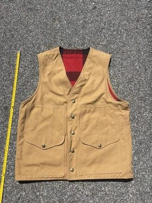 Chaleco Crucero Forrado Filson ~ Tela de Estaño Tela Escocesa Lana Mackinaw ~ M EE. UU. Reversible Foto 1 de 4