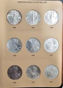 1986 - 2021 AMERICAN EAGLE SILVER DOLLARS 32 COINS ALBUM - UNC - Picture 1 of 9