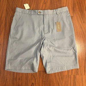 NWT J McLaughlin Mens 34 Bradley Light Blue Flat Front Shorts Casual Sea Foam - Picture 1 of 8
