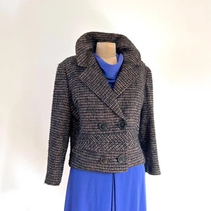 1950s Briarbrook Brown Tweed Cropped Jacket M L Maisel Era Fall Fashion Classic - Picture 1 of 14