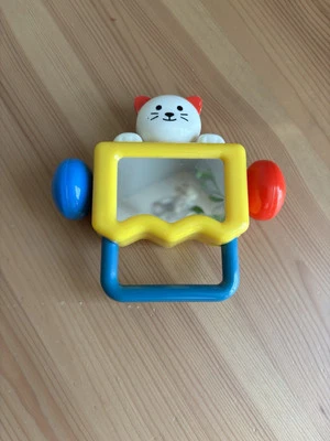 Sonajero bebé vintage fácil agarre color primario espejo gatito gato años 80 bebé  Foto 1 de 2