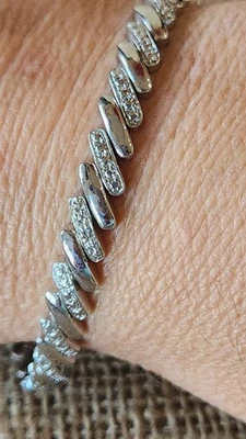 FAS signed Sterling Silver Bracelet Gorgeous 7" Long Width .40" Great Condition  - Image 1 of 4