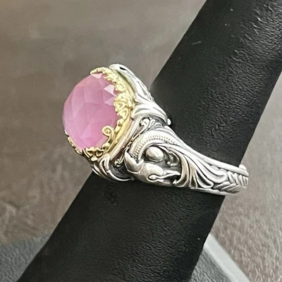 Konstantino 18k Gold & Sterling Silver Rock Crystal & Pink Sapphire doublet ring - Image 1 of 4