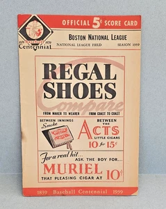 VINTAGE BOSTON BRAVES "BEES" 1939 OFFICIAL SCORE CARD / PROGRAM VS. GIANTS - Picture 1 of 6