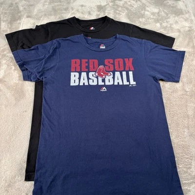 Boston Red Sox Mens T Shirts M Lot 2 Pair Majestic Navy Black Fenway MLB Sweet - Image 1 of 4