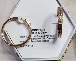 Ring Bomb Party RBP7893 'All In A Gaze' LC Peridot & CZ August Bday hoop earring - Picture 1 of 3