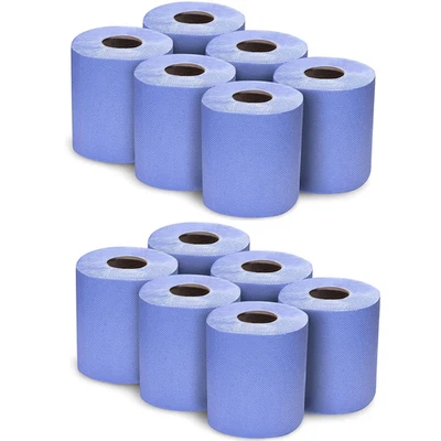 BETA Paquete de 6 rollos de papel de seda azul de alimentación central para uso comercial y doméstico en relieve