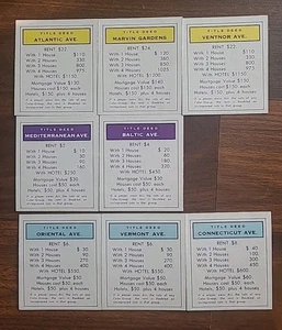 Vintage 1996 Parker Brothers Monopoly 28 DEED Cards Great Condition - Picture 1 of 6