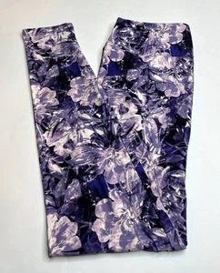NEW Lularoe OS Leggings BLACK PURPLE LAVENDER WHITE Flowers Floral WILDFLOWER - Picture 1 of 4
