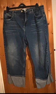 HUSH Blue Denim Jeans Crop Turn Up - Image 1 of 4