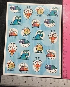 FRÖSCHE Chamäleon SÜSSE Vögel KÄFER Viecher Vintage Punze Aufkleberbogen USA - Bild 1 von 1