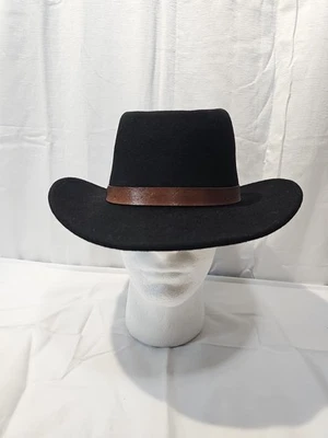VTG SILVERADO PENDLETON, Wool 100% Felt-M" black wool hat brown leather NWT  - Image 1 of 4
