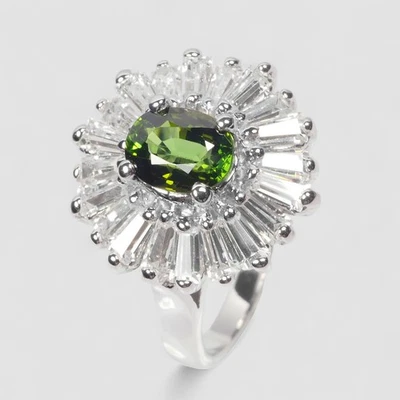 Precious Vivid Green Tourmaline 1.15Ct 925 Sterling Silver Fine Rings Size 7.5 - Image 1 of 4