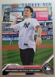 2023 Topps Now #269 Charles Leclerc Throws 1st Pitch at Yankee Stadium Formula 1 - Picture 1 of 2