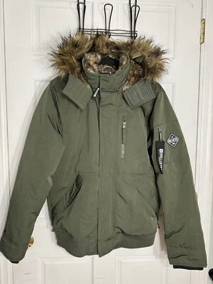 Abrigo Hollister All Weather Collection 1922 oliva para hombre talla M Foto 1 de 4