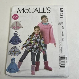 McCall's M6431 Girls' Easy Unlined Ponchos Size Med-Xlg (7-16)  uncut - Picture 1 of 11