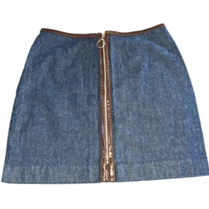 Old Navy Y2K Denim & faux leather skirt size 1 - Picture 1 of 8