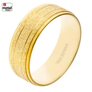 NEW Men's Women's 8 MM Stainless Steel Wedding Sand Blast Classic Lined Ring - Picture 1 of 6