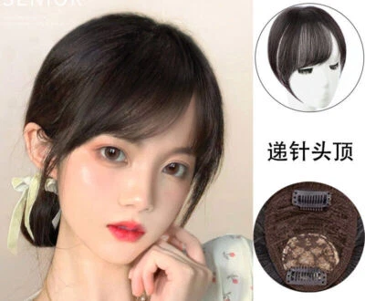 Pelucas para mujer 3D 100 % cabello humano toupee flequillo francés clip Foto 1 de 4