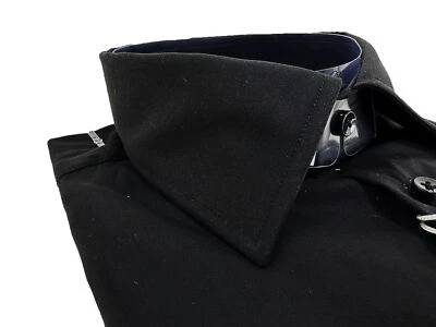 Camicia uomo sartoriale Ardenti cotone stretch slim fit nero Made in Italy - Immagine 1 di 4